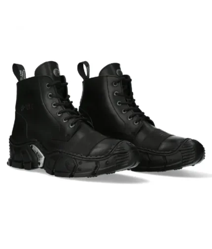 New Rock Buty Black Ankle With Laces (1)