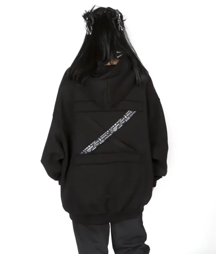 New Rock Pullover Oversized Hoodie Czarny (1)